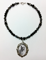 Vintage-Style Metal Deco Cameo Necklace with Brindle Pit
